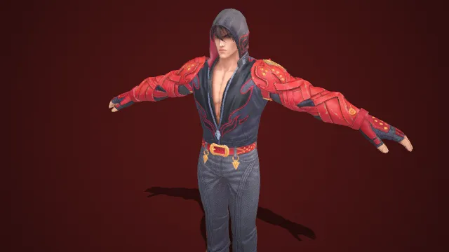 异能  潮流风格  男性角色模型  黑发连帽  黑红拼色机甲风  机甲纹理  赛博格斗类