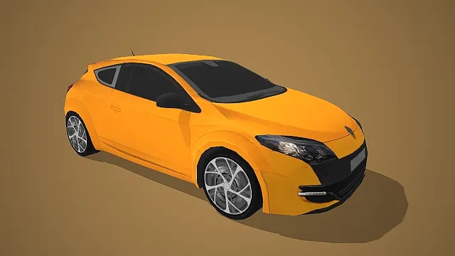 亮黄色三门运动轿跑 3D 模型