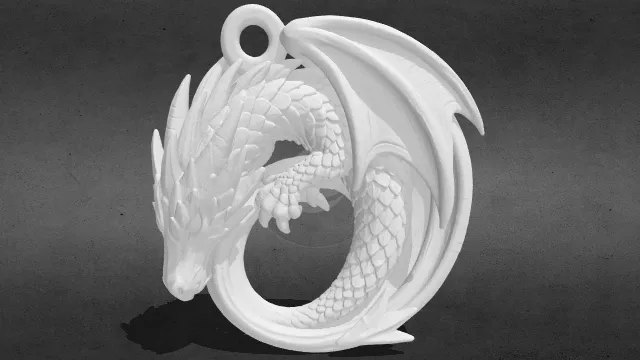 龙钥匙扣 奇幻龙吊坠stl.stl