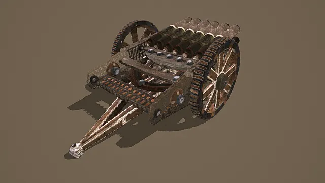 奇幻风格多管古炮车3D模型