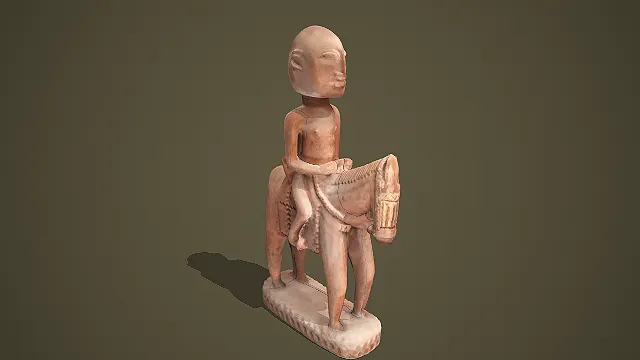 民俗风格人物骑马木雕造像 3D 模型