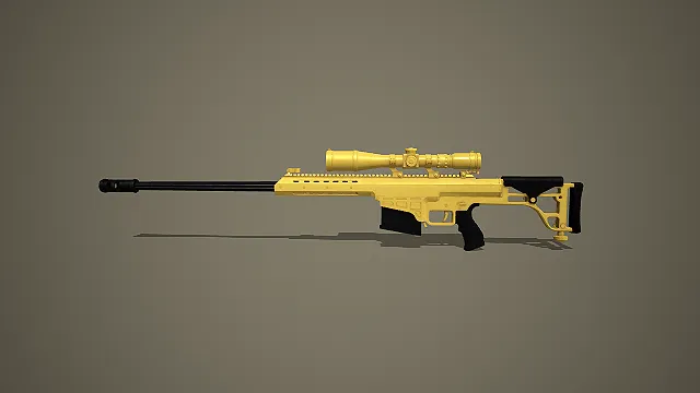 黄金涂装带高倍镜狙击步枪 3D 模型 军事枪械道具