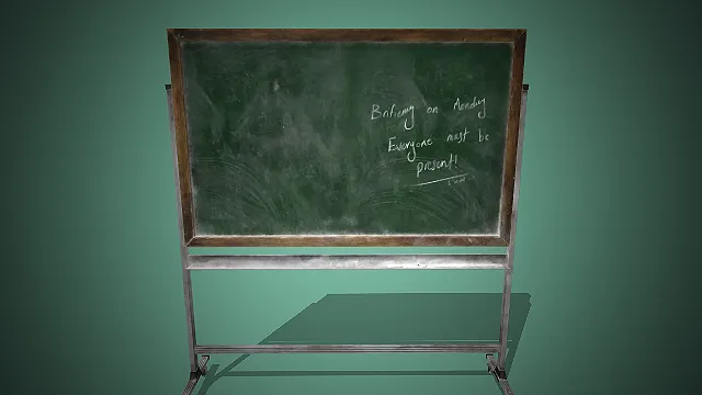 一个复古风格的移动黑板3D模型