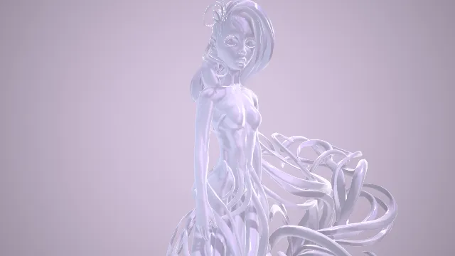 光谱美人鱼蓝紫色人物模型雕塑