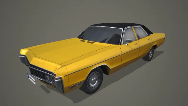 黄黑双色复古轿车带经典车身造型写实模型