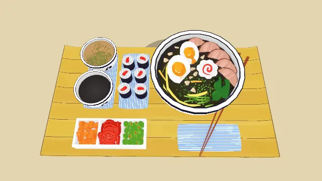 乌冬面套餐碗寿司食物汤食