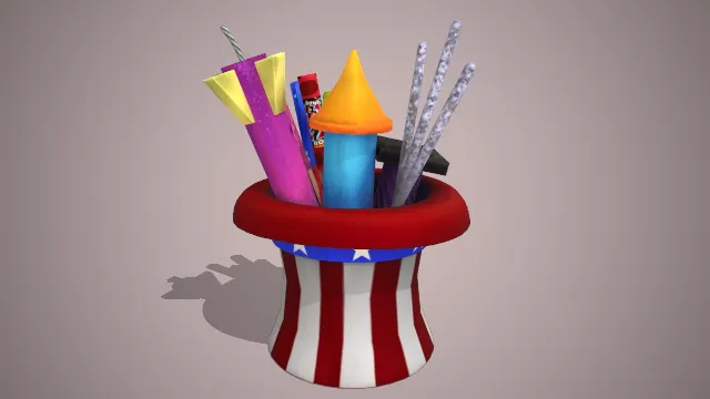 装满烟花炮竹的魔术帽子