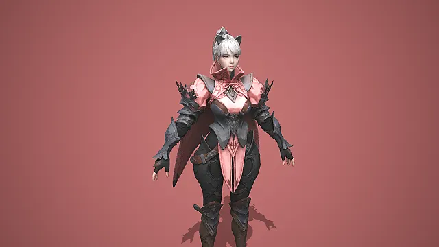 粉黑尖刺甲胄飒爽女战将：绯影冥锋战姬模型