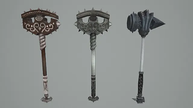 邪纹重型战锤套装游戏武器3D模型 