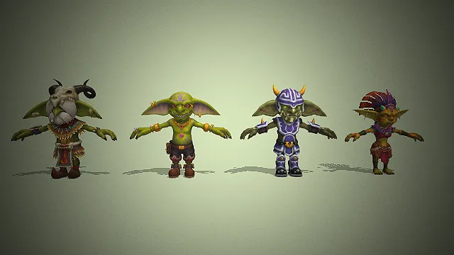 哥布林族群  游戏部落杂役小怪  职业装扮  短壮身形