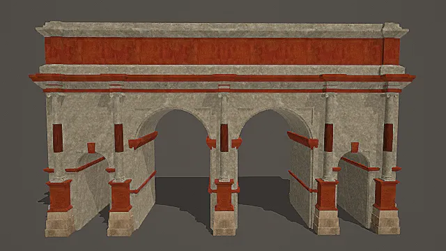 古风纪念风古罗马双拱凯旋门3D模型