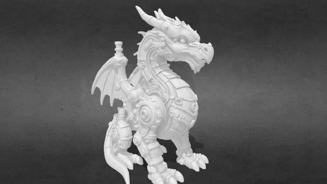 龙蒸汽朋克小雕像obj.obj