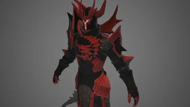 黑红魔甲战士  尖角魔铠  龙纹装饰  邪魅战甲  暗黑角色  3D 模型  邪恶战力  反派
