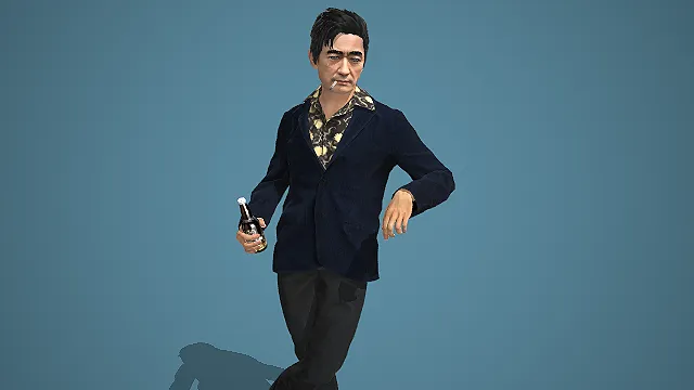 持酒瓶叼香烟的西装男性写实风格人物模型