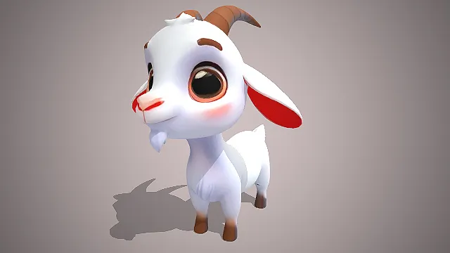  卡通小羊  白色绒毛  卡通渲染  圆眼萌态