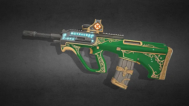魔法枪械  翡翠绿枪身  复古雕花  游戏武器