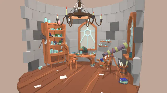 房间天文学家塔建筑场景