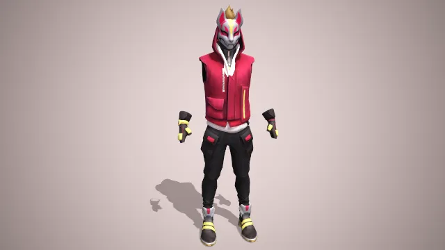 粉色无袖带帽卫衣黑色手套运动裤