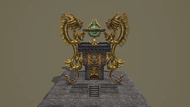 卡通风格中式双龙护宝圣坛3D模型