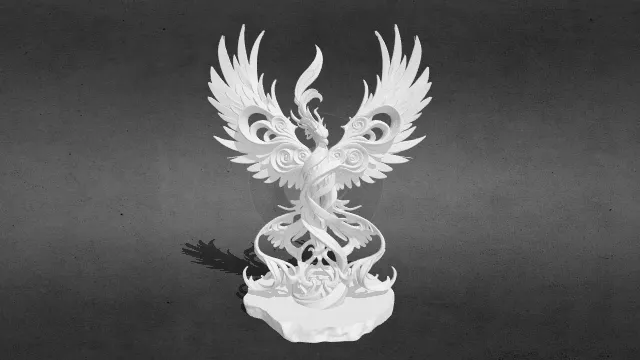 涅槃凤舞 _ 国风凤凰立体雕塑摆件stl.stl