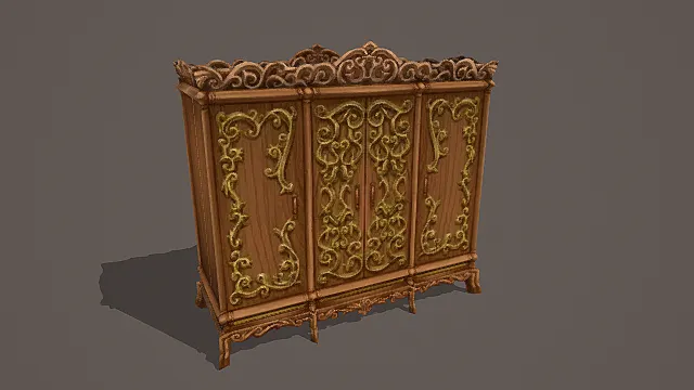 奢华欧式宫廷风格衣柜模型