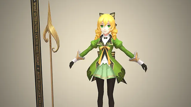 魔法少女  洛丽塔洋装  长柄法杖  森系清新  双卷金发