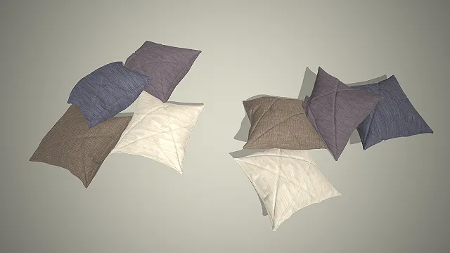 布艺抱枕  家居模型  棉麻纹理  北欧风软装