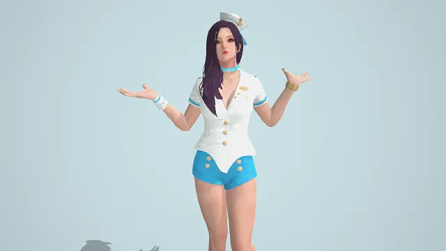 3D卡通风格清新活力女性角色模型，创意设计（3D角色、卡通风格、清新活力，角色设计主题）