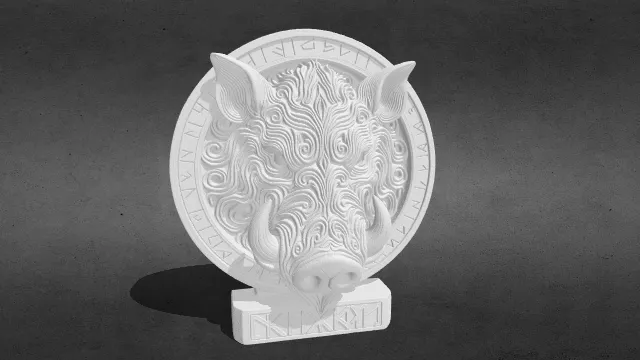 野猪头壁挂浮雕 维京符文stl.stl