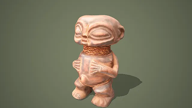 复古风格人形陶土雕像 3D 模型