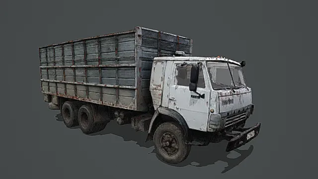 做旧风格重型货运卡车3D模型