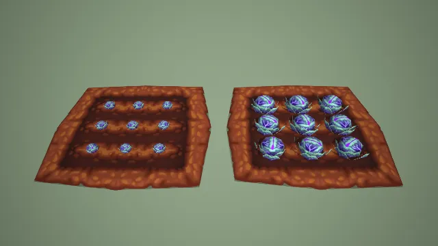 卡通两款菜地紫甘蓝生长阶段 3D 模型 游戏农场种植道具资产