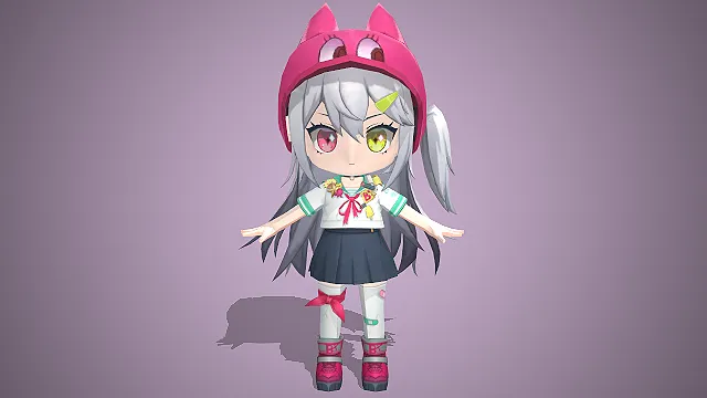 潮流穿搭  校园风  兽耳帽  二次元模型