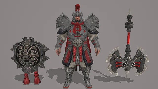 玄甲赤缨·悍勇型古风陷阵猛将套装