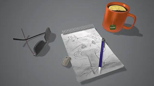写实场景  桌面静物组合  生活方式场景  速写元素