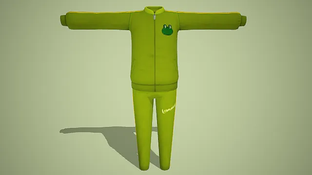动感时尚设计，炫酷绿色青蛙主题运动服3D模型 