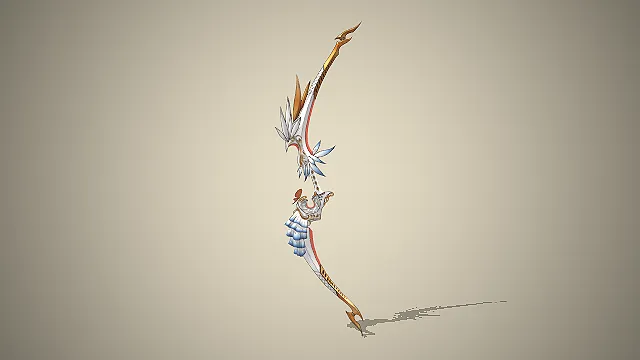 一把极具仙气的飞鸟形态的古风仙侠神弓