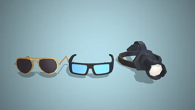 三款低模风格的3D户外护目镜装备模型