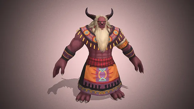 蛮族牛角巨人  部落BOSS  尖爪利角  游戏模型