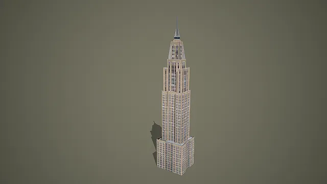 美式 Art Deco 风格帝国大厦造型摩天大楼 3D 模型 城市地标建筑资产