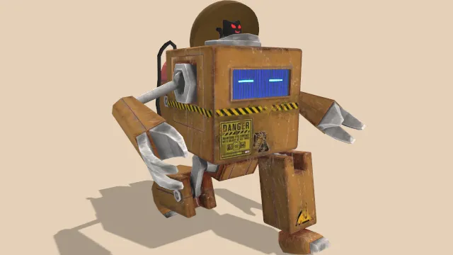 由猫咪控制的盒子机器人运动动画机械