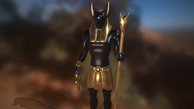 古埃及阿努比斯神  胡狼首人身  胡狼头权杖  神话角色