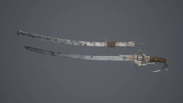 3D建模的乌鸦刀点火左轮剑