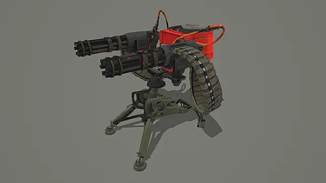科幻机动风双联装机枪炮台3D模型