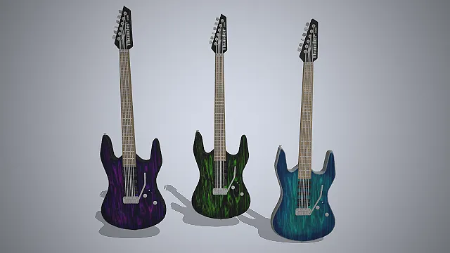 电吉他  超弦指板  摇滚金属风  做旧木质质感