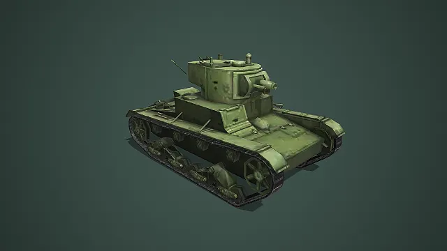 二战风格轻型步兵坦克游戏载具模型