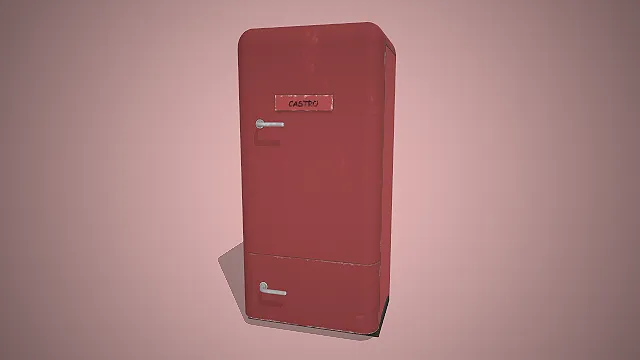 复古冰箱  怀旧道具  写实质感  红色机身
