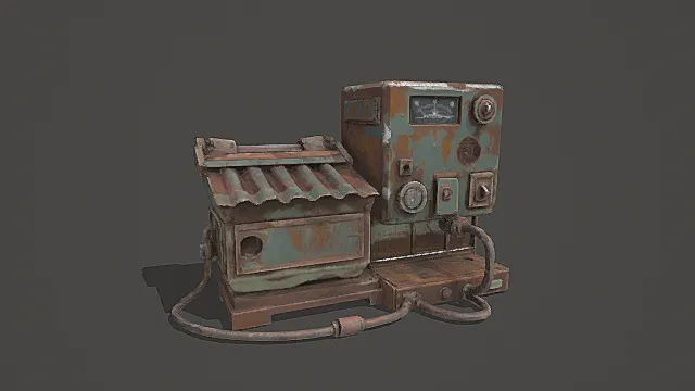 废土复古风锈蚀小型机械装置3D模型