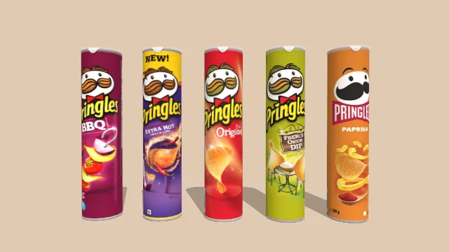 品客薯片罐装5种不同口味食物