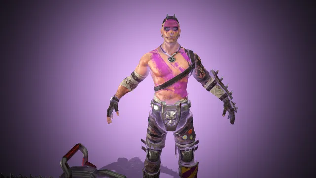 疯狂反派  电锯武器  3D 男性角色  朋克防护装  纹身